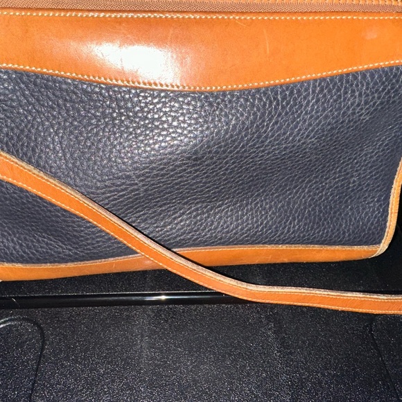 Vintage Dooney & Bourke Navy Pebbled Leather & Brown Crossbody Purse USA - Picture 7 of 10